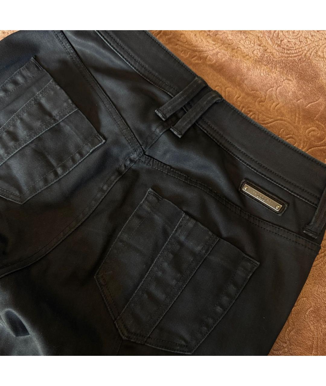 BURBERRY Темно-синие хлопко-полиэстеровые джинсы слим, фото 4