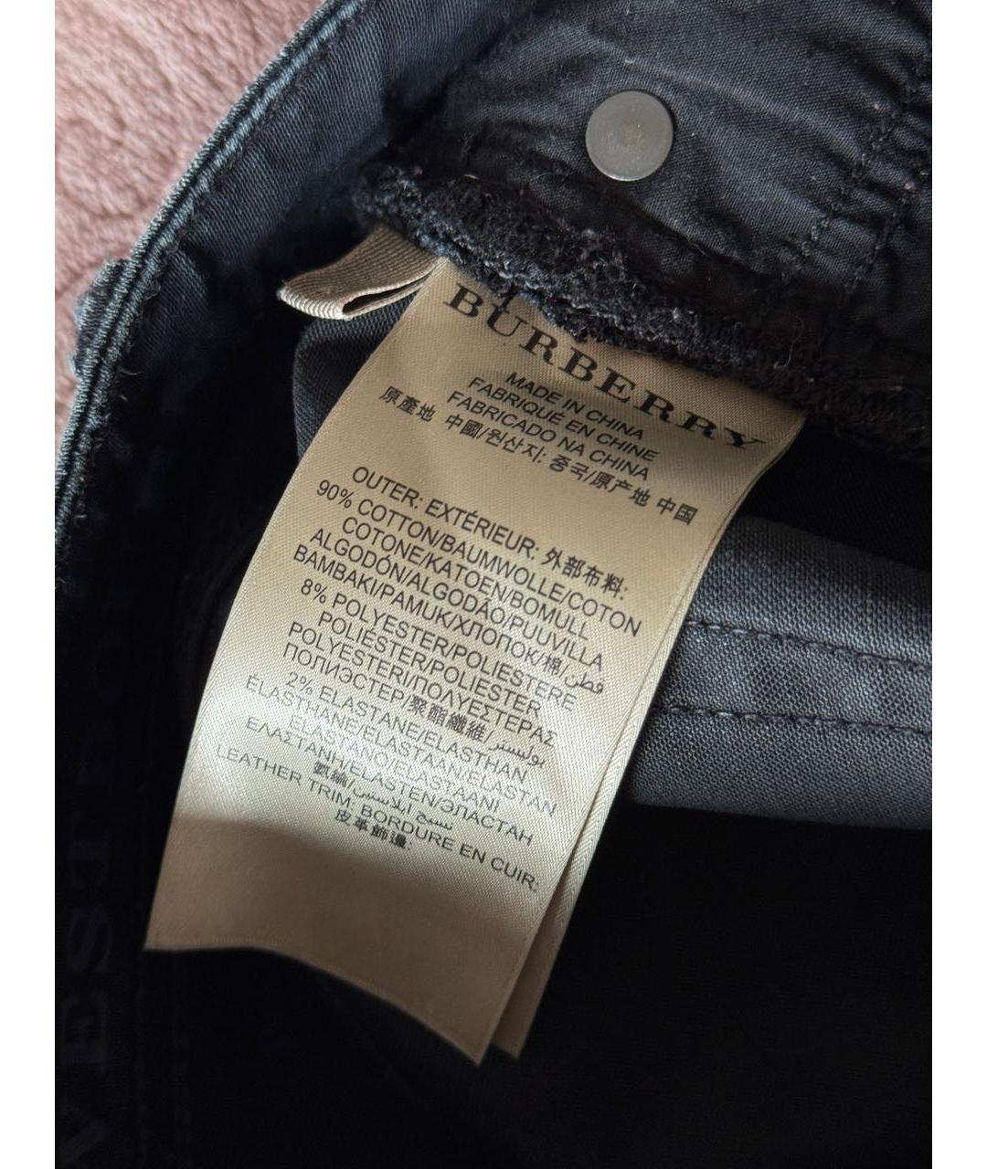 BURBERRY Темно-синие хлопко-полиэстеровые джинсы слим, фото 2