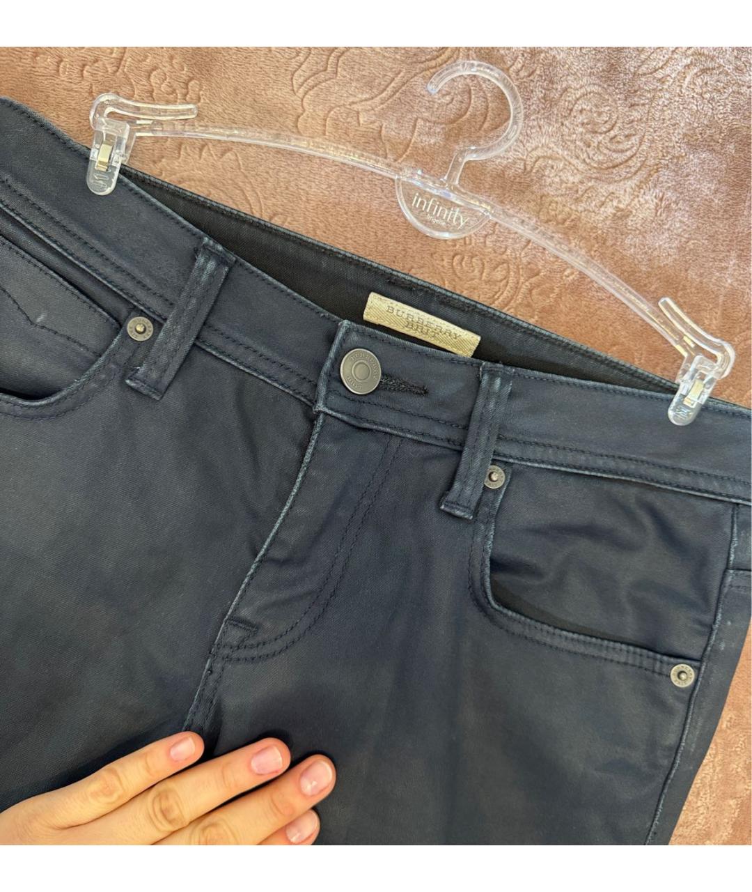 BURBERRY Темно-синие хлопко-полиэстеровые джинсы слим, фото 5