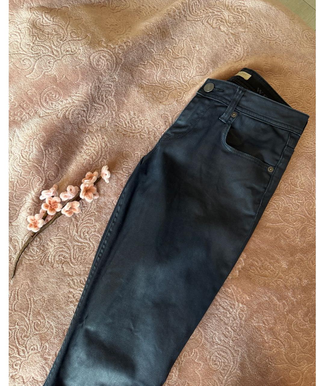 BURBERRY Темно-синие хлопко-полиэстеровые джинсы слим, фото 3