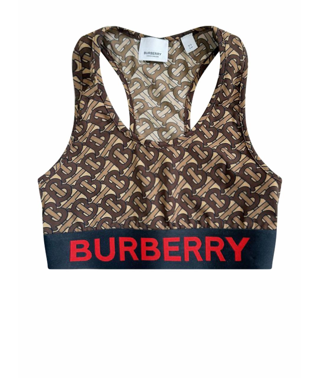 BURBERRY Коричневая полиамидовая майка, фото 1