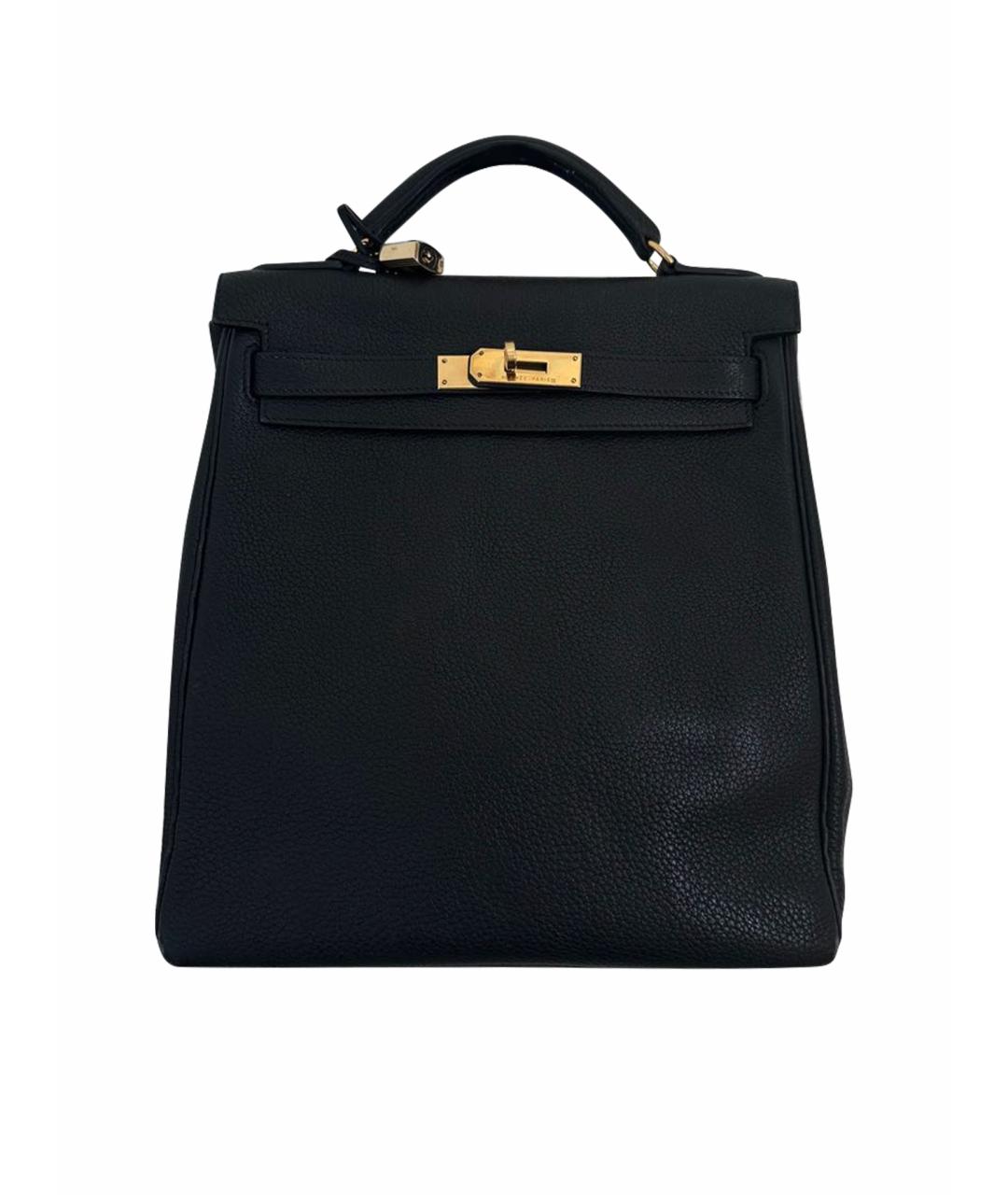HERMES Черный кожаный рюкзак, фото 1