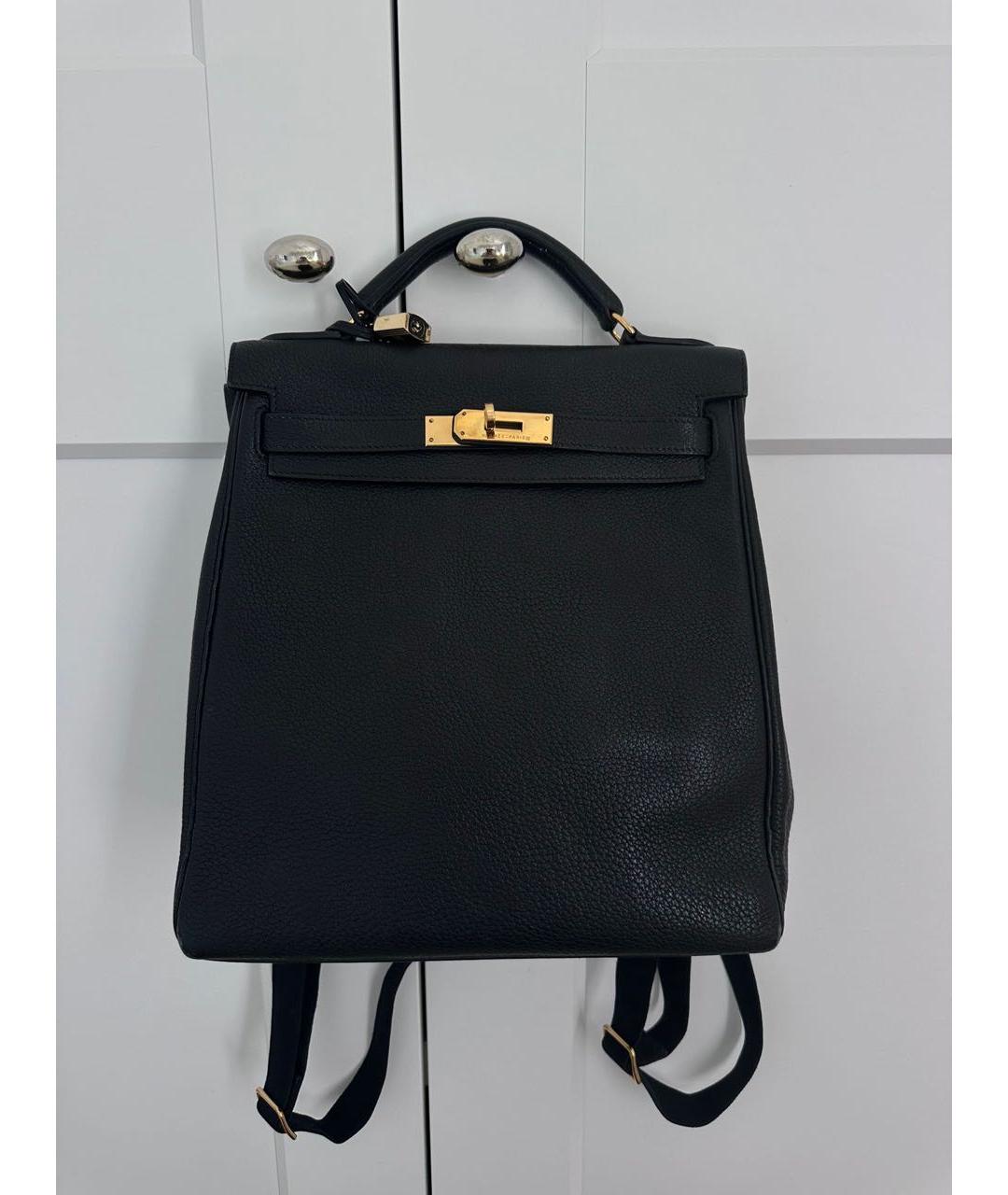 HERMES Черный кожаный рюкзак, фото 3