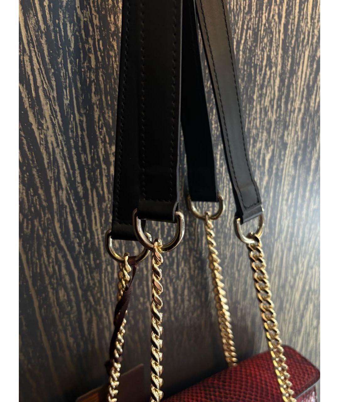 ROBERTO CAVALLI Бордовая кожаная сумка через плечо, фото 8