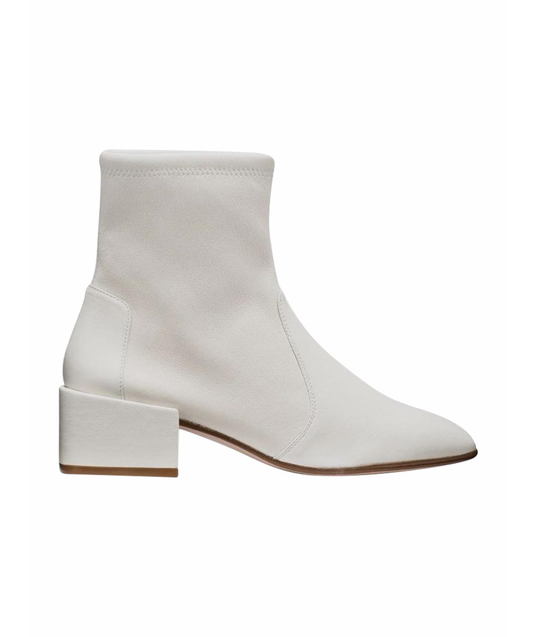STUART WEITZMAN Белые кожаные ботильоны, фото 1