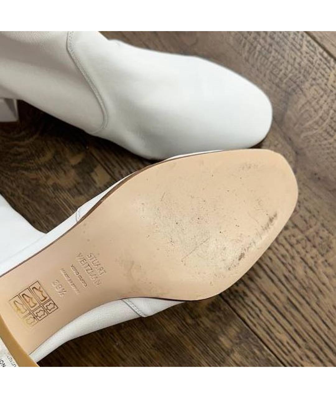 STUART WEITZMAN Белые кожаные ботильоны, фото 5