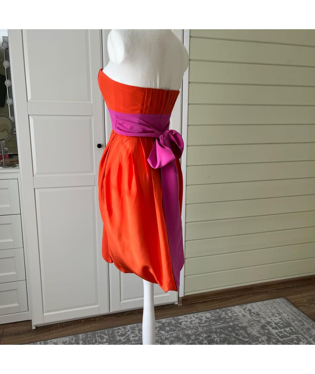 BCBG MAXAZRIA Оранжевое шелковое коктейльное платье, фото 4