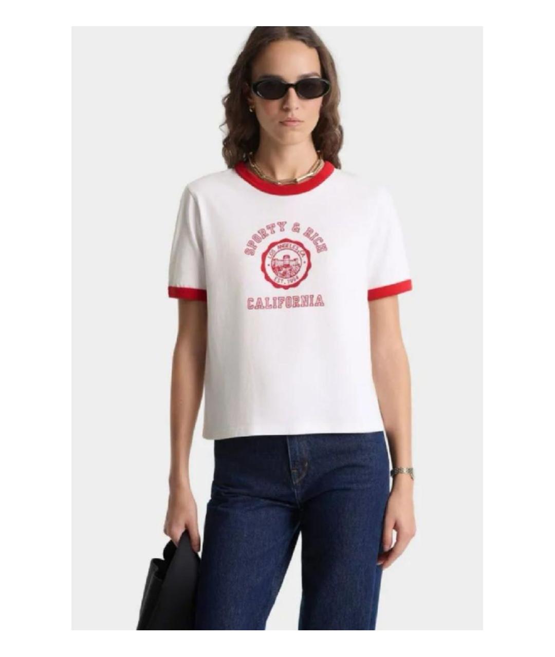 SPORTY AND RICH Белая хлопковая футболка, фото 5