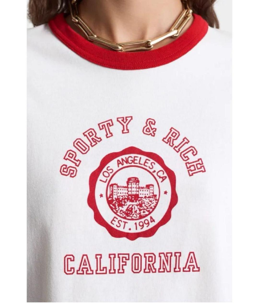 SPORTY AND RICH Белая хлопковая футболка, фото 7