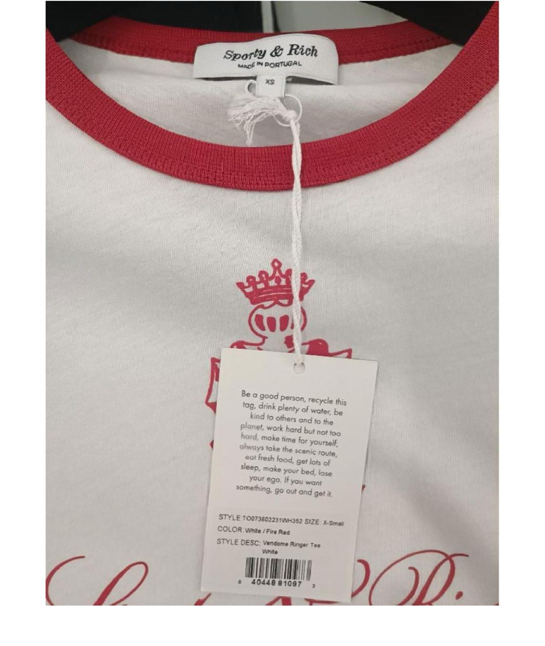 SPORTY AND RICH Белая хлопковая футболка, фото 3
