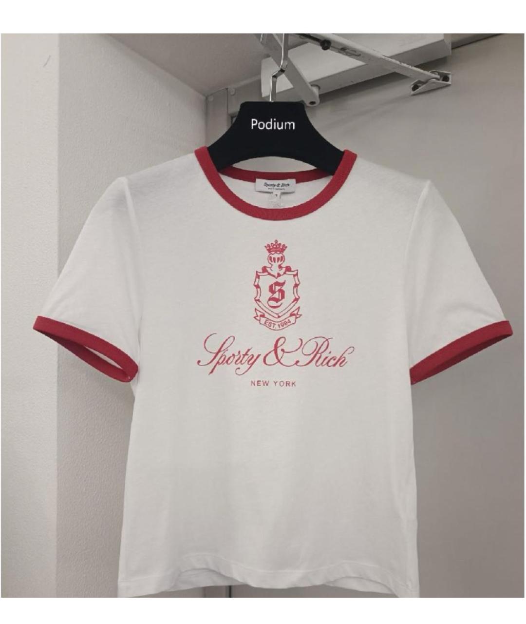 SPORTY AND RICH Белая хлопковая футболка, фото 8
