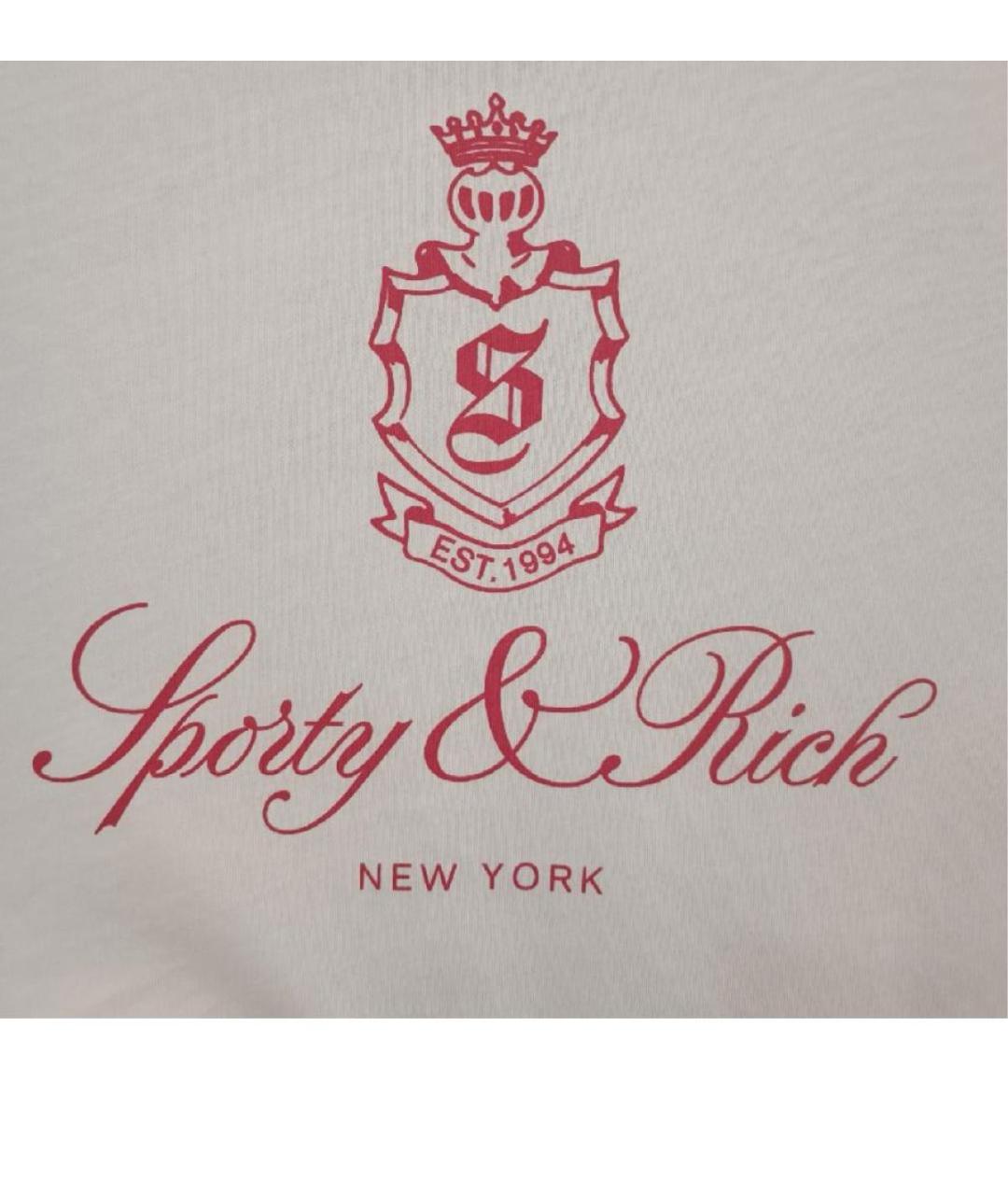 SPORTY AND RICH Белая хлопковая футболка, фото 4