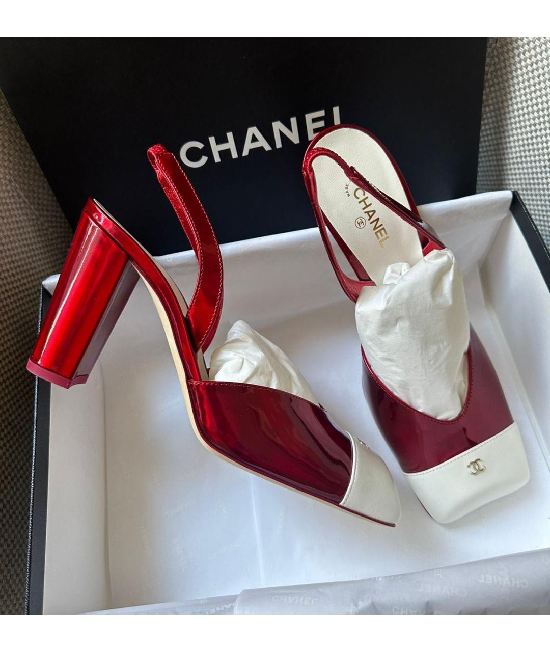 CHANEL Красные кожаные туфли, фото 2