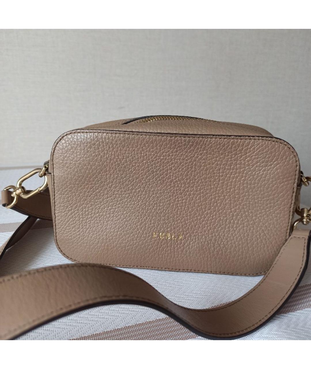 FURLA Бежевая кожаная сумка через плечо, фото 3