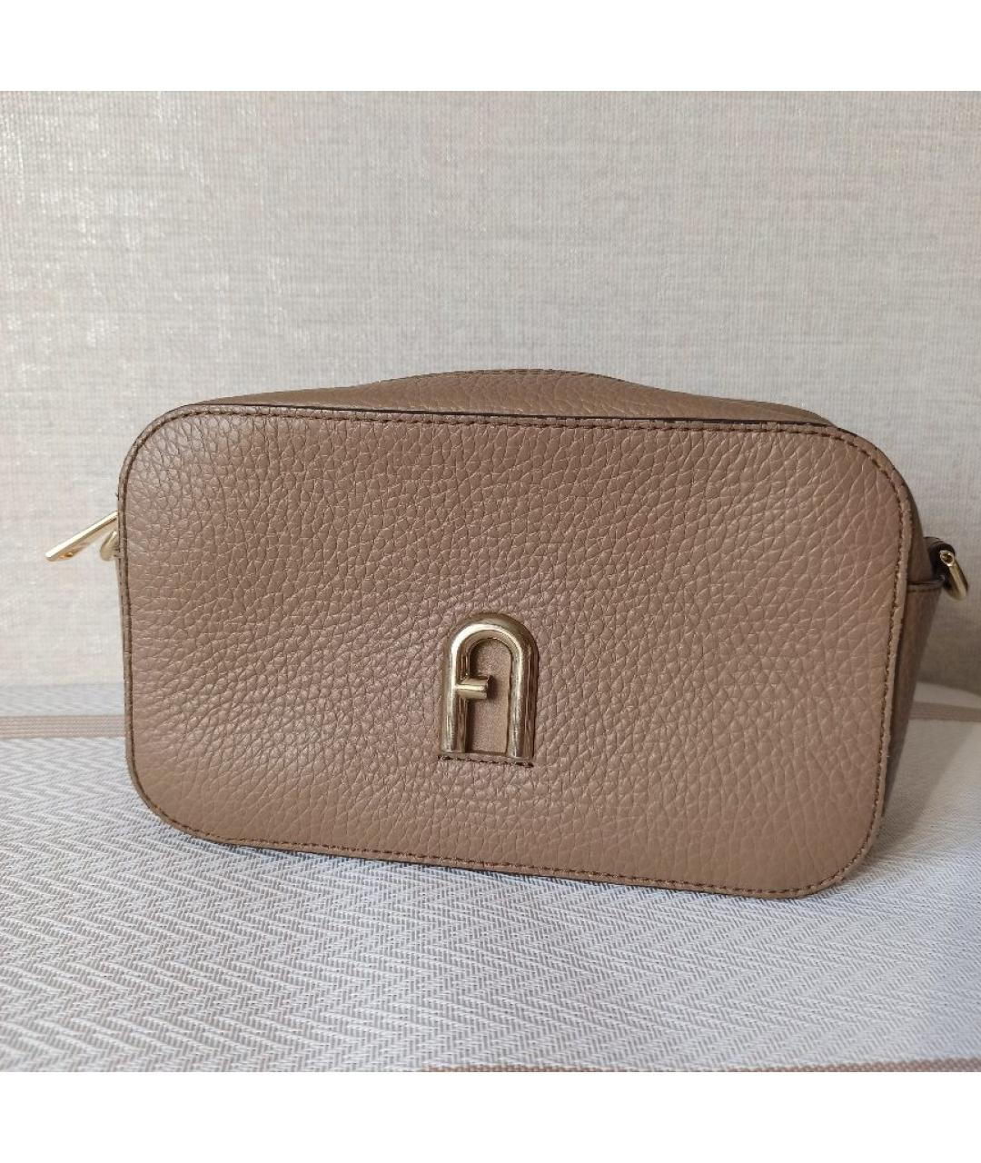 FURLA Бежевая кожаная сумка через плечо, фото 9