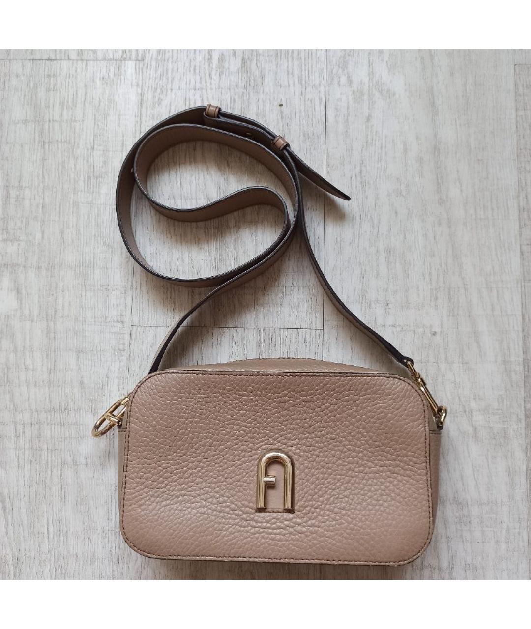 FURLA Бежевая кожаная сумка через плечо, фото 10