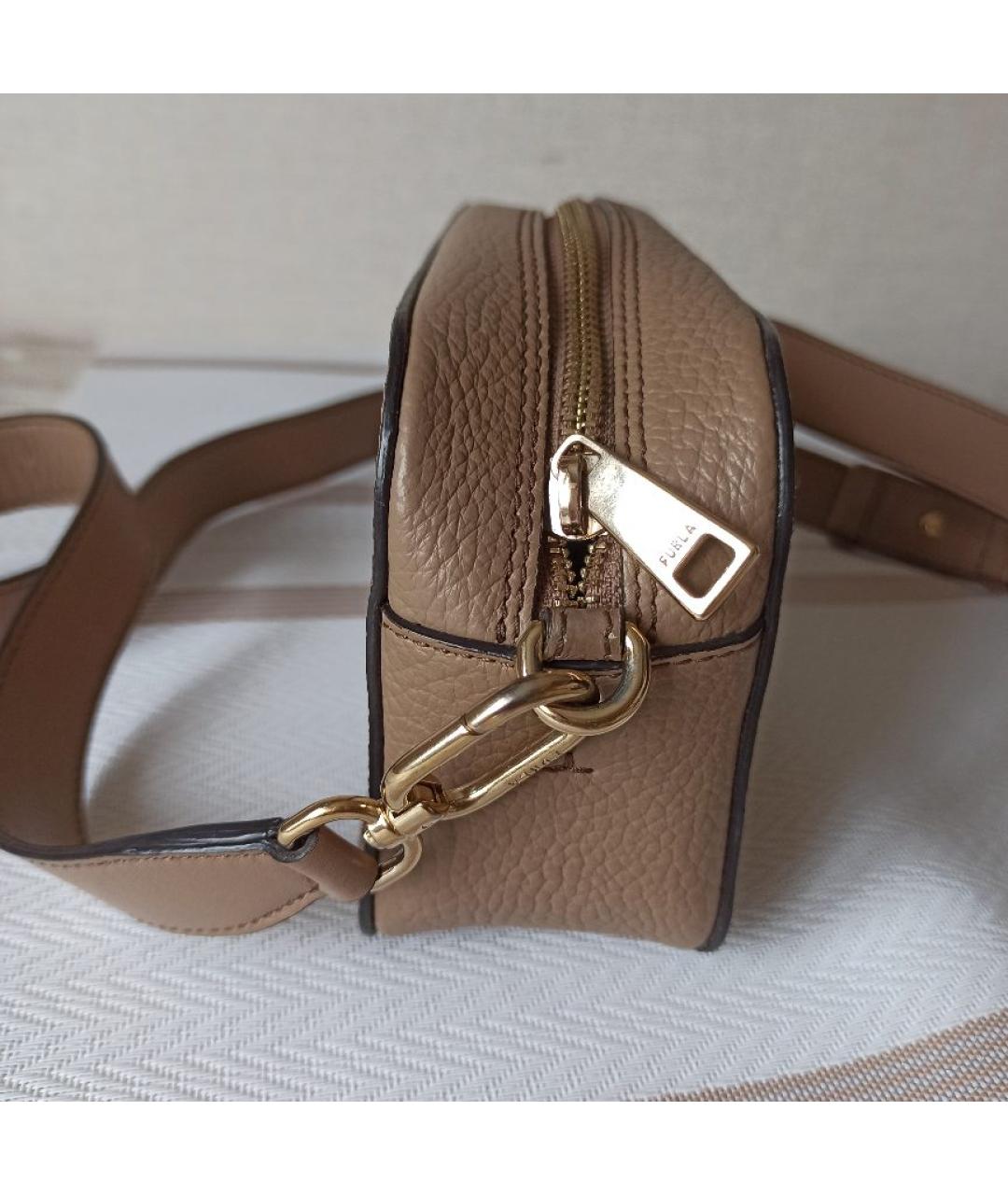 FURLA Бежевая кожаная сумка через плечо, фото 2