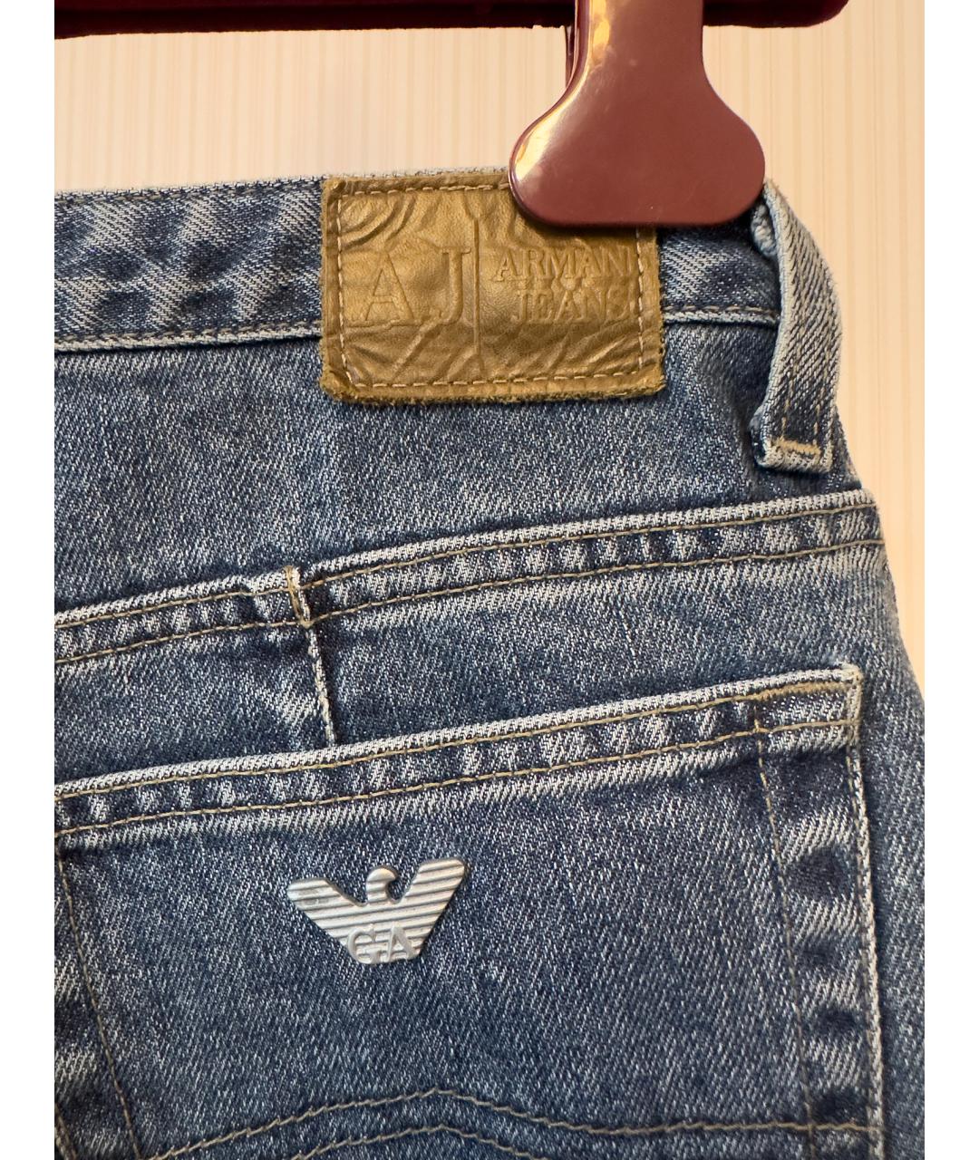 ARMANI JEANS Синие хлопковые прямые джинсы, фото 3