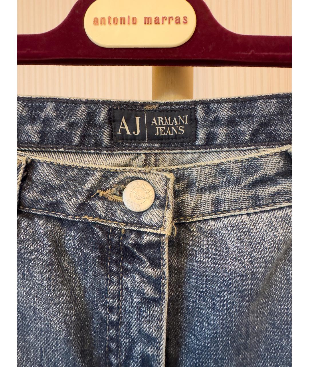 ARMANI JEANS Синие хлопковые прямые джинсы, фото 2