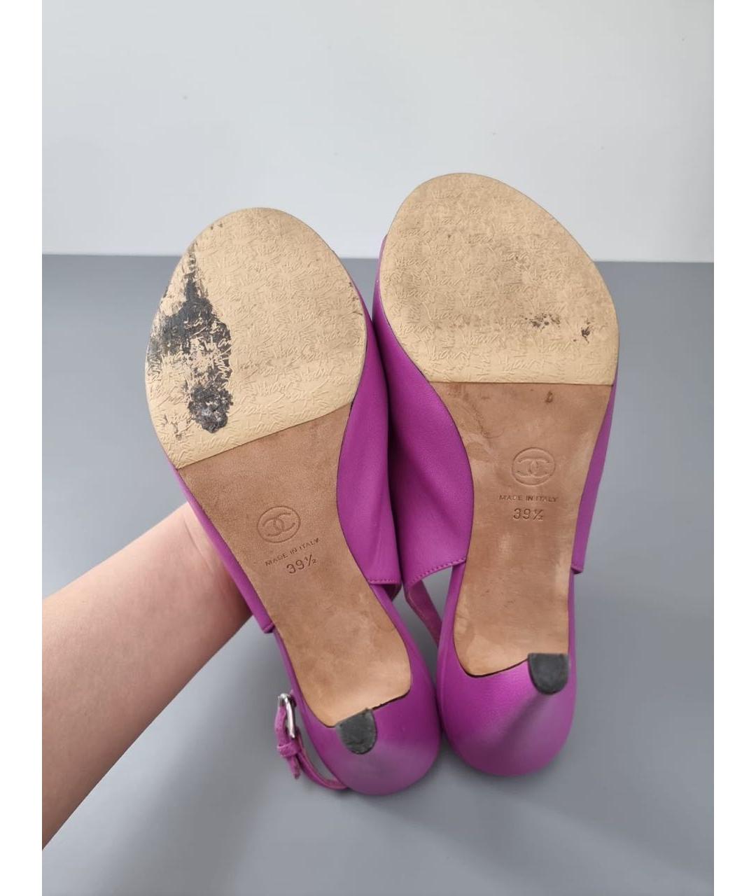 CHANEL Фиолетовые кожаные туфли, фото 7