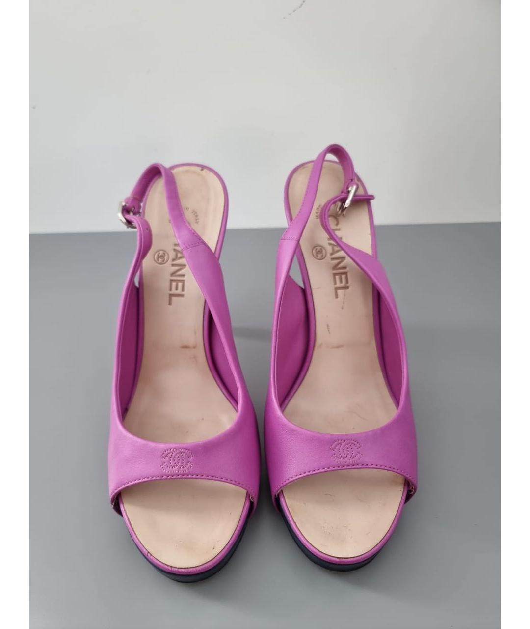 CHANEL Фиолетовые кожаные туфли, фото 2