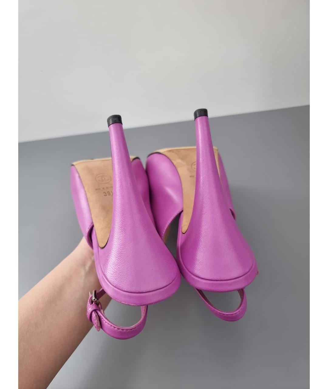 CHANEL Фиолетовые кожаные туфли, фото 5