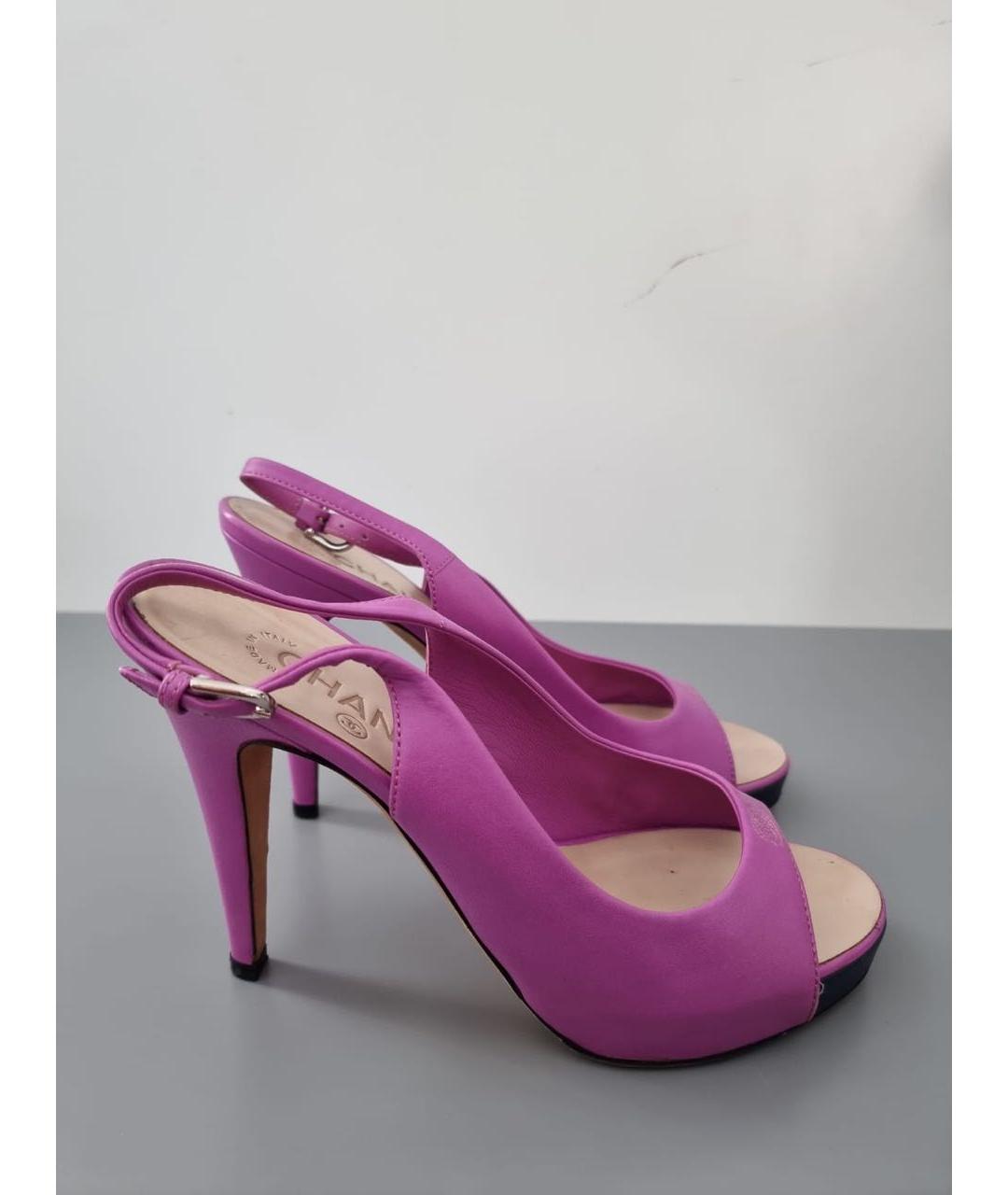 CHANEL Фиолетовые кожаные туфли, фото 9