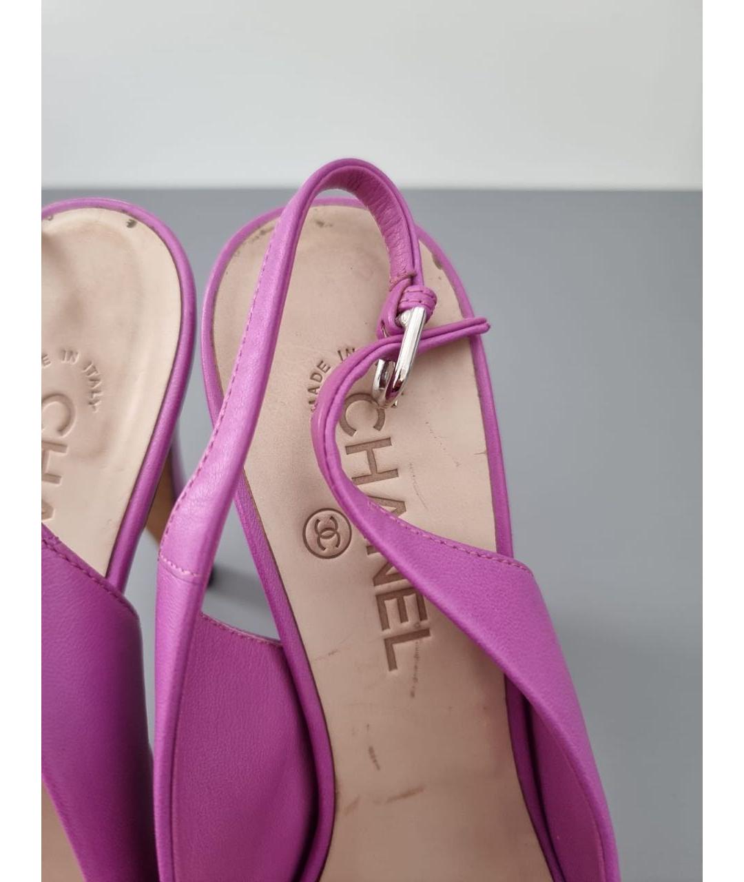 CHANEL Фиолетовые кожаные туфли, фото 3