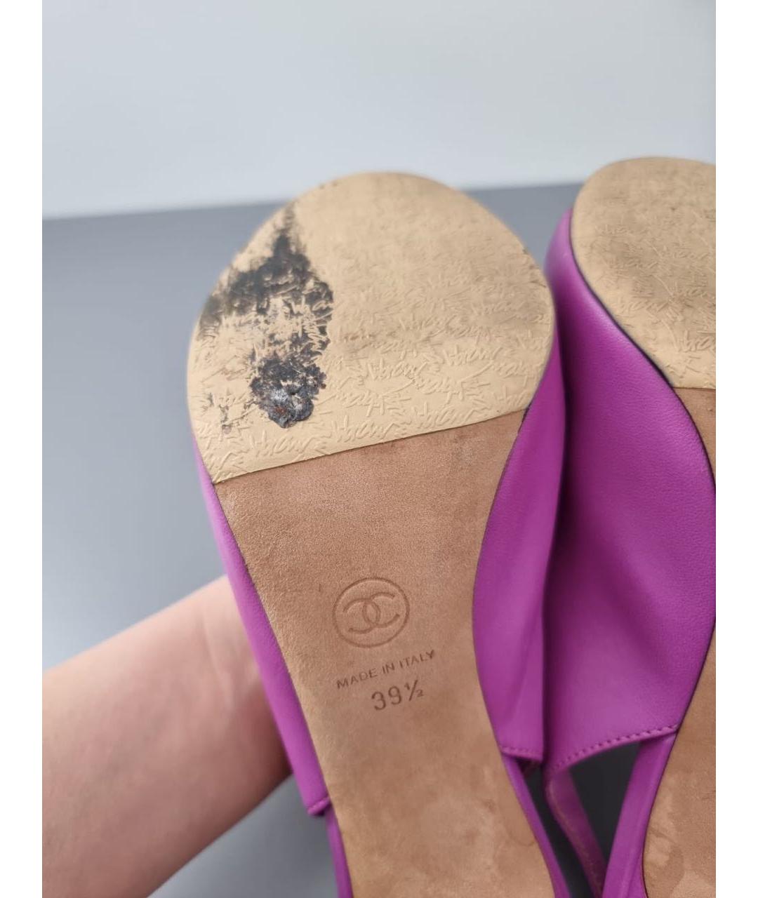 CHANEL Фиолетовые кожаные туфли, фото 6