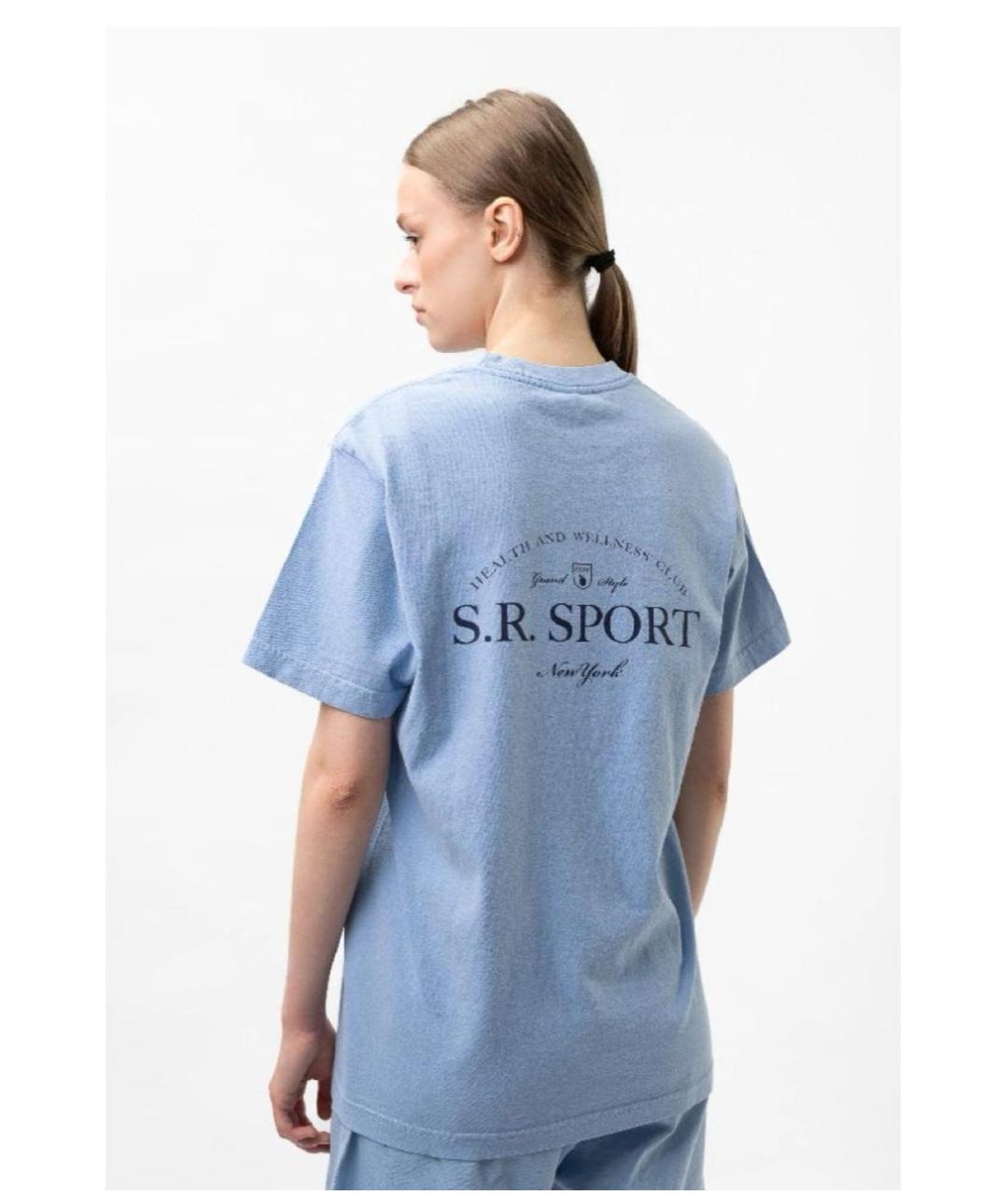 SPORTY AND RICH Голубая хлопковая футболка, фото 7