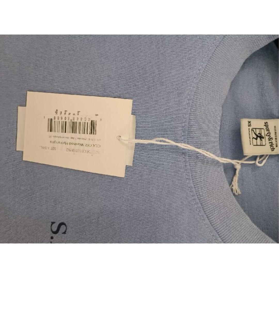 SPORTY AND RICH Голубая хлопковая футболка, фото 3