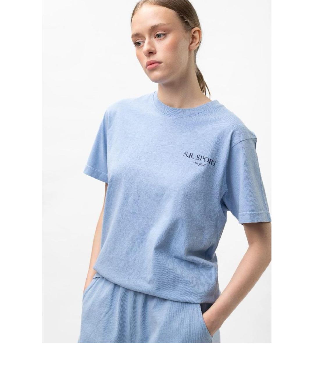SPORTY AND RICH Голубая хлопковая футболка, фото 6