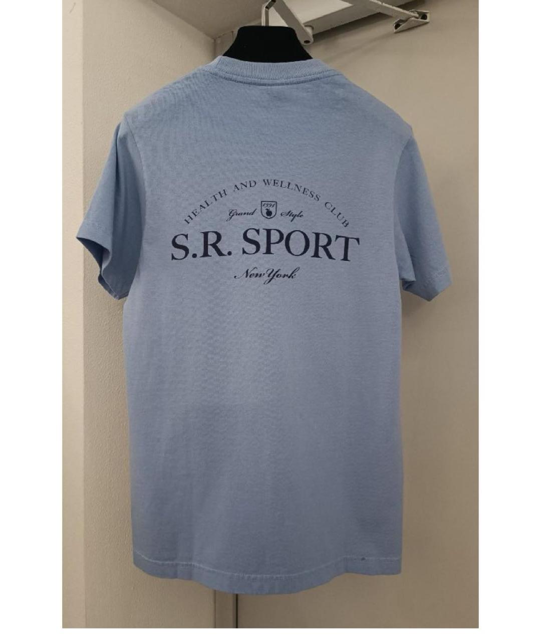 SPORTY AND RICH Голубая хлопковая футболка, фото 2