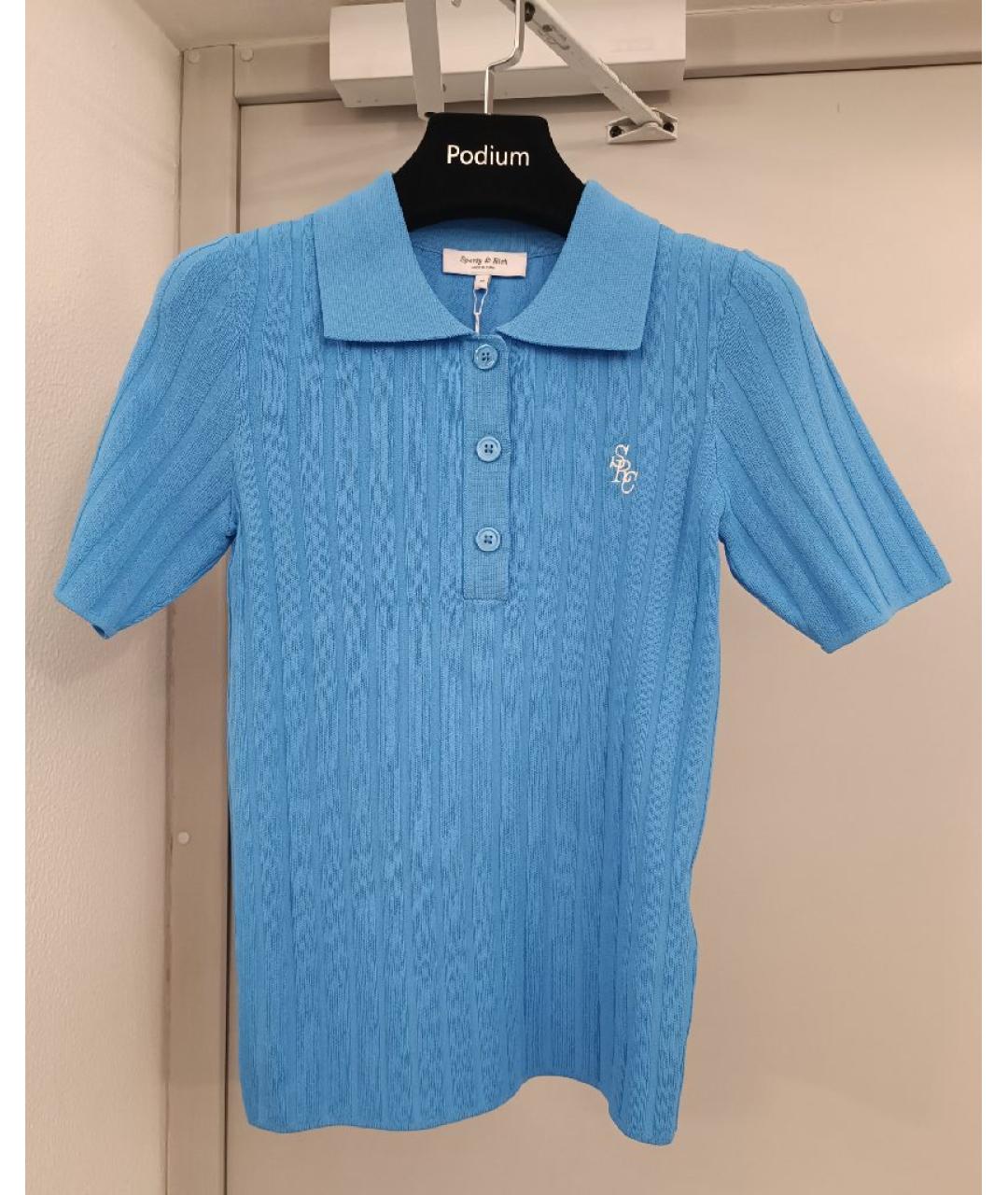 SPORTY AND RICH Синяя полиамидовая футболка, фото 9