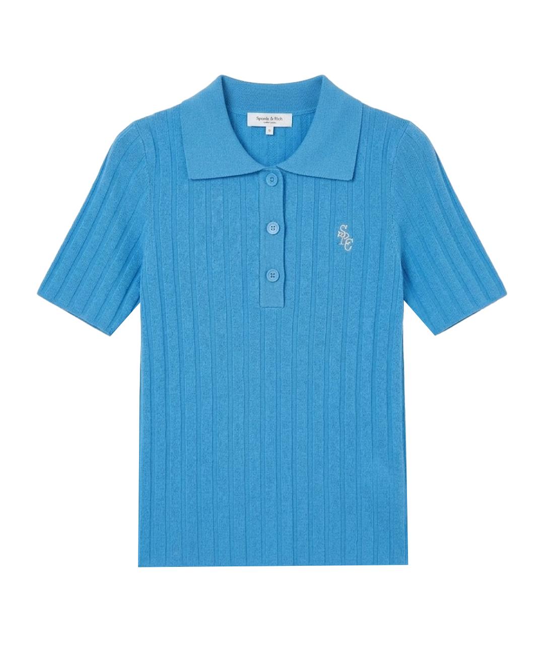 SPORTY AND RICH Синяя полиамидовая футболка, фото 1