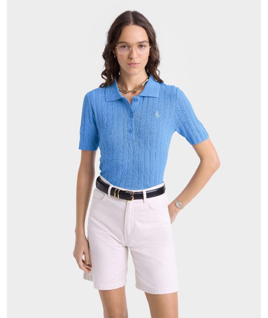 SPORTY AND RICH Синяя полиамидовая футболка, фото 6