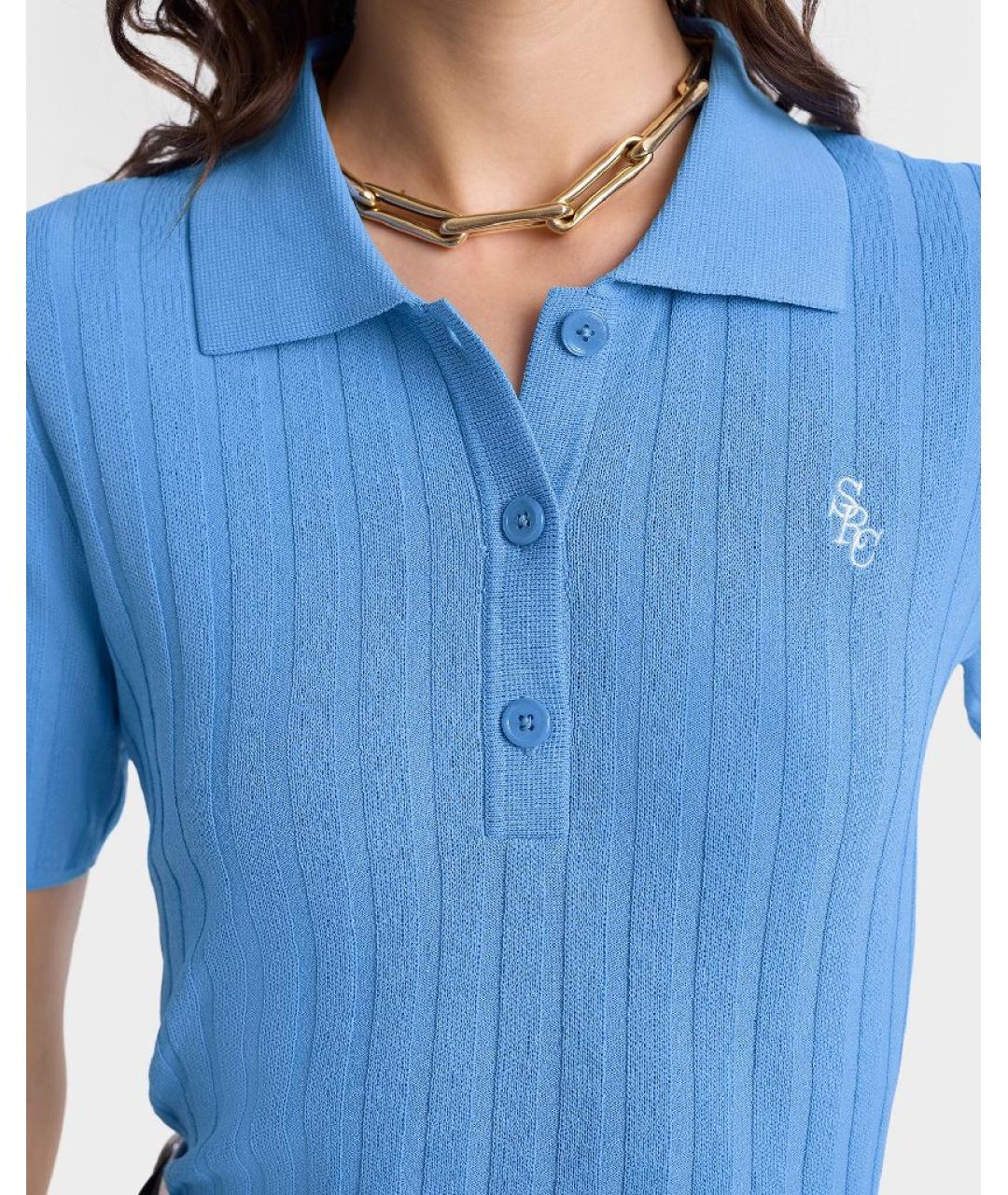 SPORTY AND RICH Синяя полиамидовая футболка, фото 8