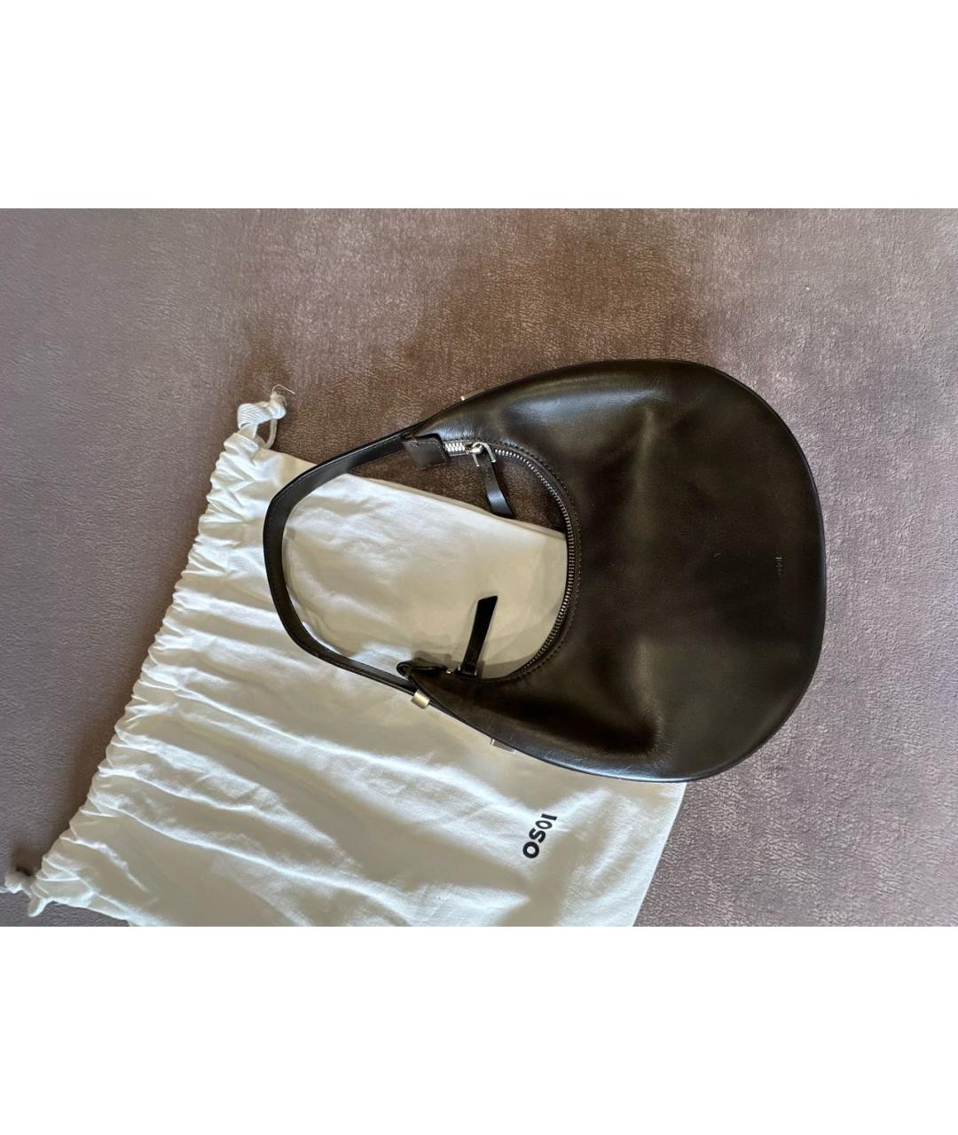 OSOI Коричневая кожаная сумка с короткими ручками, фото 6