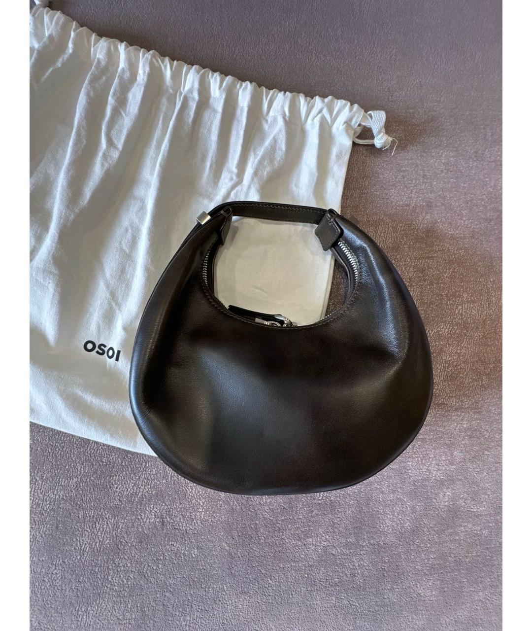 OSOI Коричневая кожаная сумка с короткими ручками, фото 9