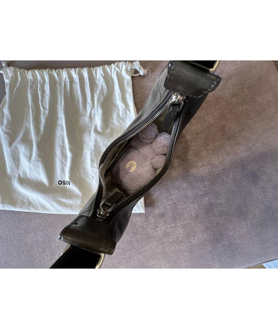 OSOI Коричневая кожаная сумка с короткими ручками, фото 4