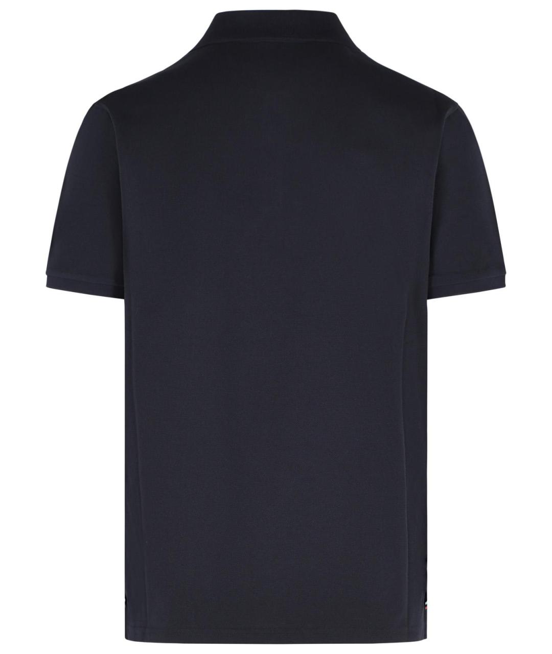 MONCLER Темно-синее хлопковое поло с коротким рукавом, фото 3