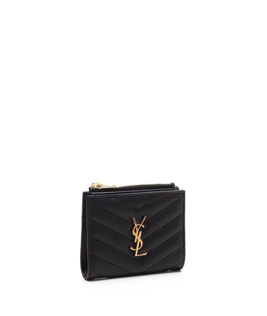 SAINT LAURENT Черный кожаный кошелек, фото 2