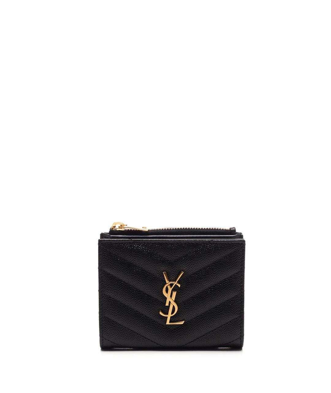 SAINT LAURENT Черный кожаный кошелек, фото 1