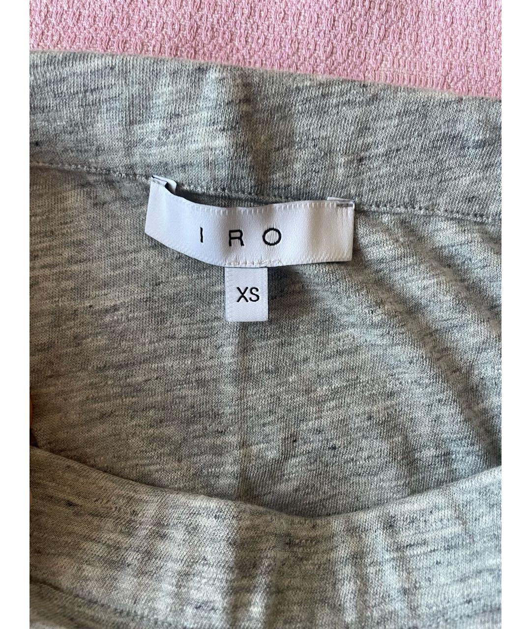 IRO Серая хлопковая юбка мини, фото 3