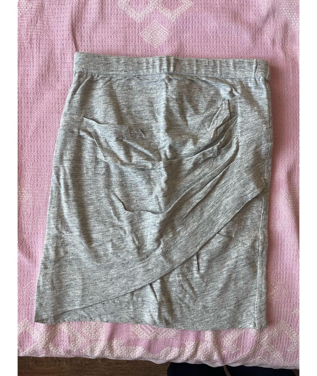 IRO Серая хлопковая юбка мини, фото 6