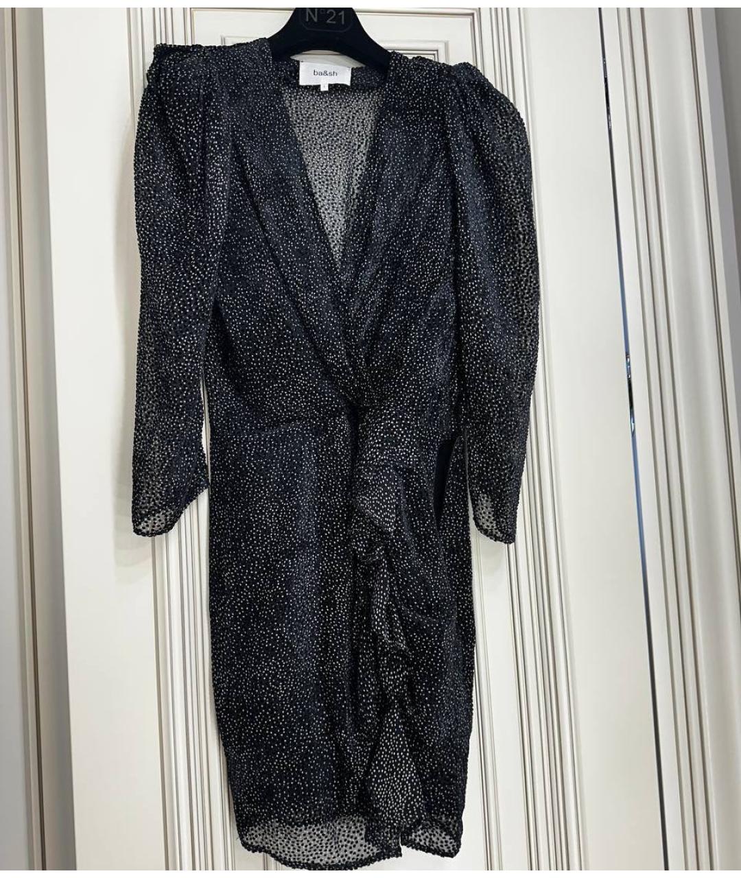 BA&SH Черное шелковое коктейльное платье, фото 5