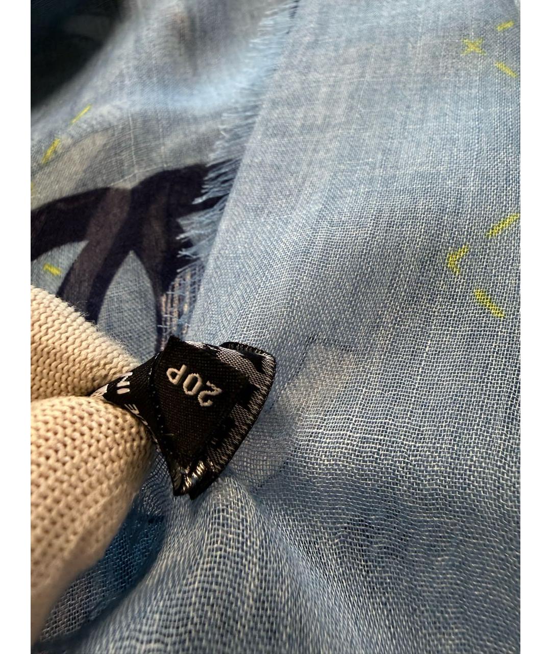 CHANEL Голубой кашемировый шарф, фото 8