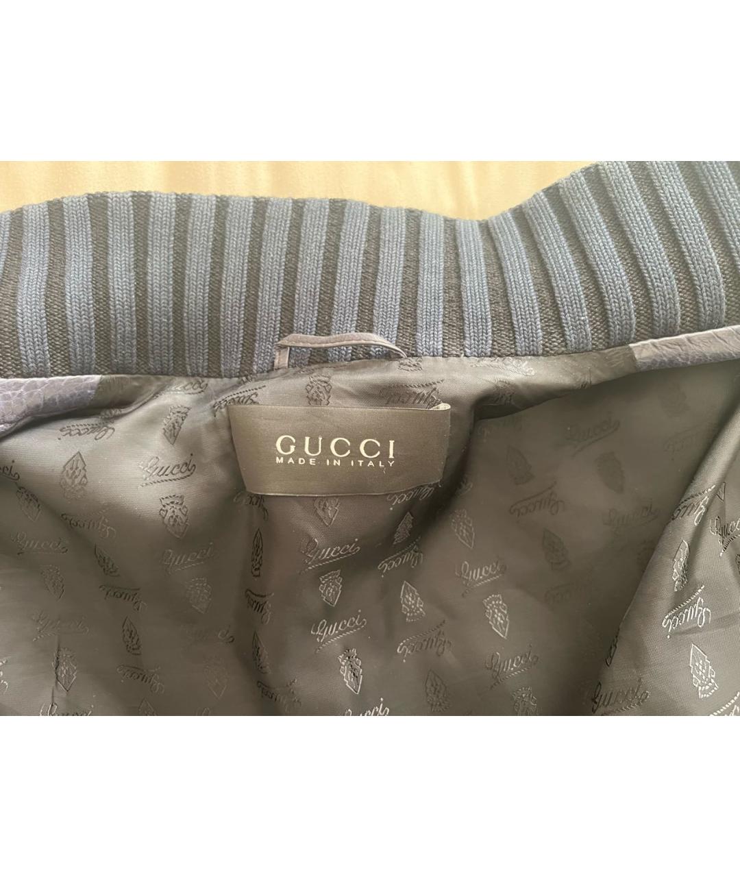 GUCCI Синяя кожаная куртка, фото 4