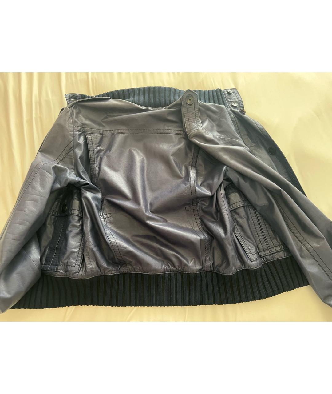 GUCCI Синяя кожаная куртка, фото 5