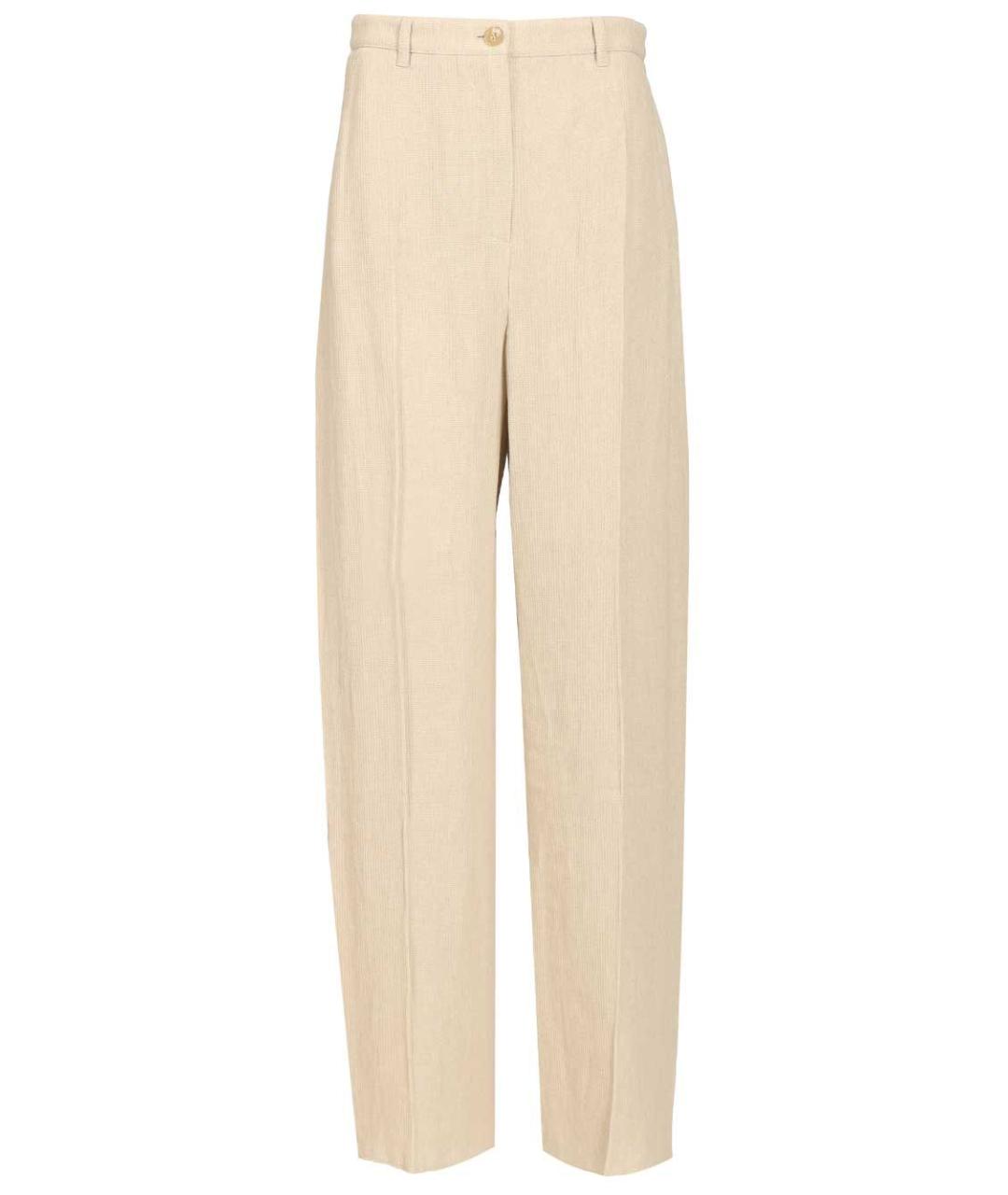 EMPORIO ARMANI Бежевые льняные брюки узкие, фото 1